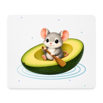 Cute Mouse in Avocado Kawaii Animal Motif - Mouse Pad (horizontal) - white - Front