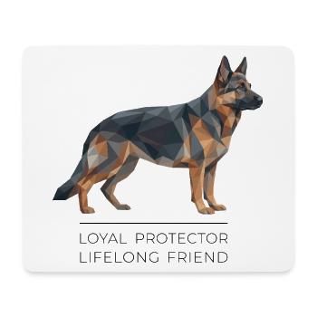 German Shepherd Low-Poly - Loyal, brave, true - Mousepad (Querformat) - Weiß - Vorne