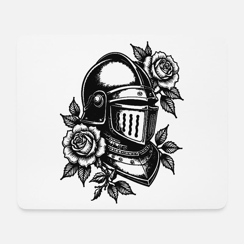 Rose Knight Helm - Mousepad (Querformat) - Weiß