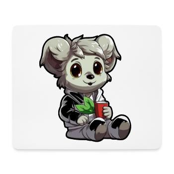 Kleiner Koala im Hoodie mit Becher - Mousepad (Querformat) - Weiß - Vorne