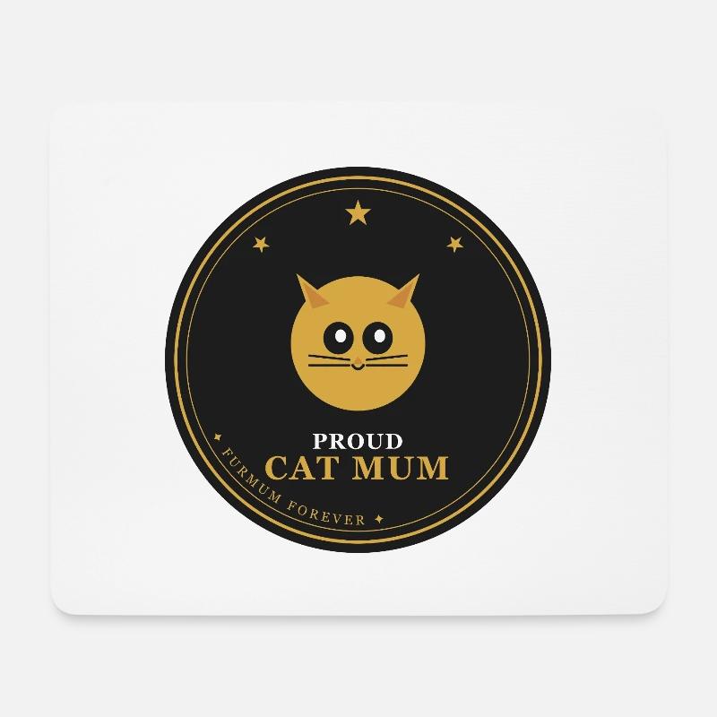 Stolze Katzenmama-Emblem - Mousepad (Querformat) - Weiß