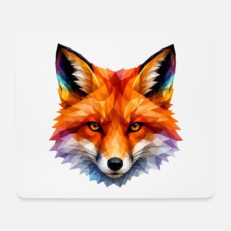 Tête de renard polygonale colorée - Tapis de souris (format paysage) - blanc