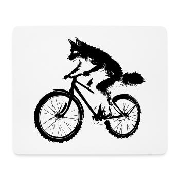 Le renard cycliste drôle - Tapis de souris (format paysage) - blanc - Devant