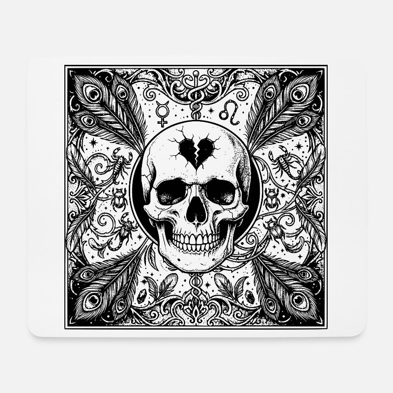Okkultes Design des gotischen Skorpion-Schädels - Mousepad (Querformat) - Weiß