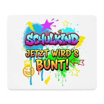 Schulkind Jetzt wird's bunt! - Graffiti Design - Mousepad (Querformat) - Weiß - Vorne