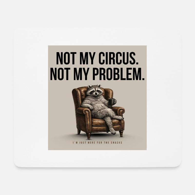 NOT MY CIRCUS Funny Raccoon Design - Mousepad (Querformat) - Weiß
