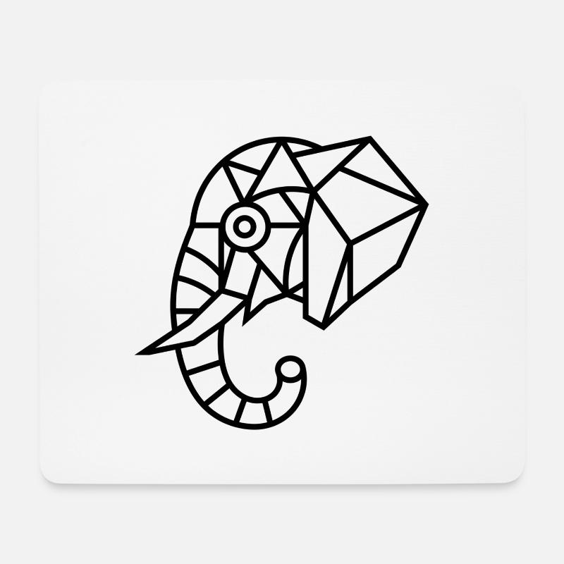 Geometrischer Elefant – Polygon Art - Mousepad (Querformat) - Weiß