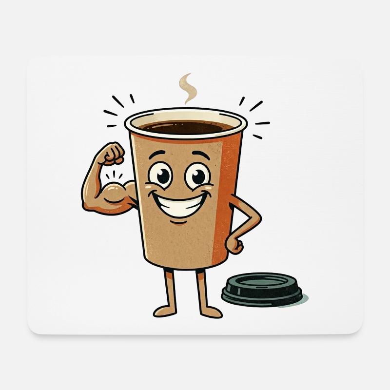 Energetische Kaffeetasse Figur - Mousepad (Querformat) - Weiß