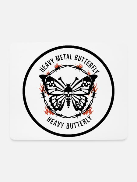 heavy Metal Falter Schädel-Design Butterfly - Mousepad (Querformat) - Weiß