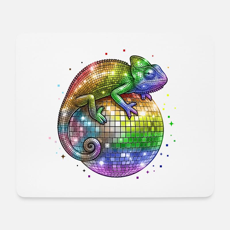 Chameleon on Globo Disco Progress Flag LGBT - Mouse Pad (horizontal) - white