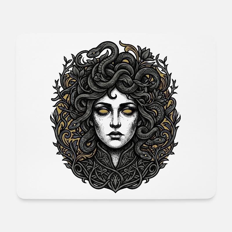 Medusa-Schlangenkrone - Mousepad (Querformat) - Weiß