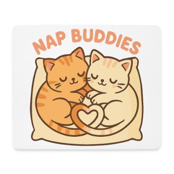 Cute Cat Nap Buddies – Sleeping with Heart - Mouse Pad (horizontal) - white - Front