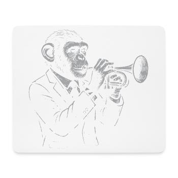 Trompette Singe Animal Jazz - Tapis de souris (format paysage) - blanc - Devant