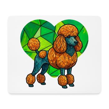 Geometrisches Pudel-Kunst-Mosaikherz-Design - Mousepad (Querformat) - Weiß - Vorne