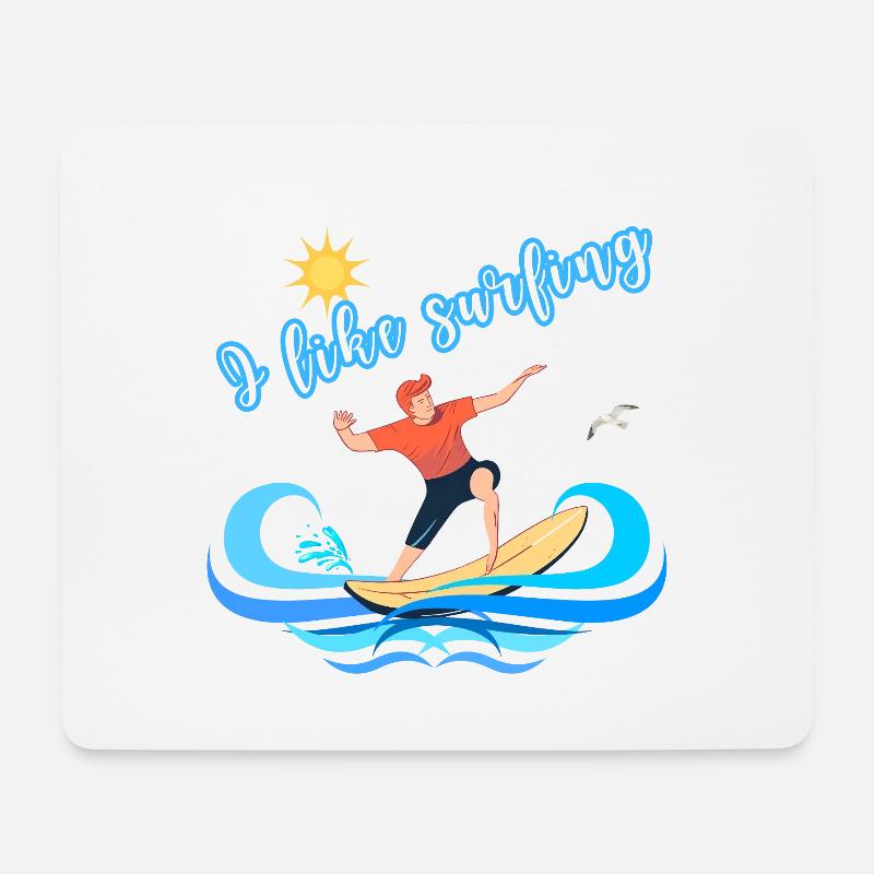 I Like Surfing – Summer Beach Design - Mouse Pad (horizontal) - white