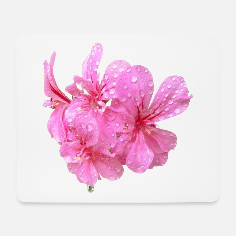 Vibrant_Pink_Geranium_Flowers - Mousepad (Querformat) - Weiß