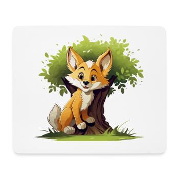 Fröhlicher Fuchs im Waldbaum - Mousepad (Querformat) - Weiß - Vorne