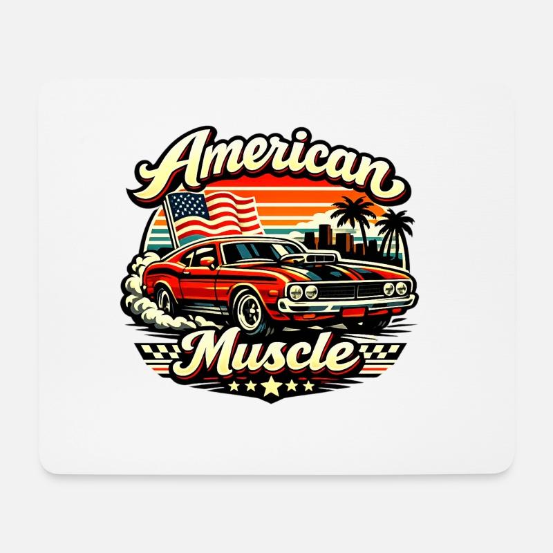 American_Muscle_4 - Tapis de souris (format paysage) - blanc