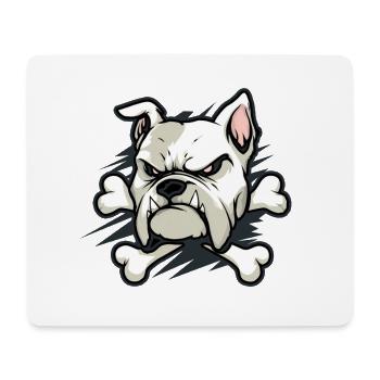 Wütende Bulldogge mit Knochen - Mousepad (Querformat) - Weiß - Vorne