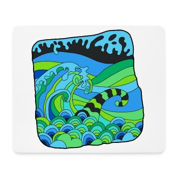 Green Deco Waves - Mouse Pad (horizontal) - white - Front