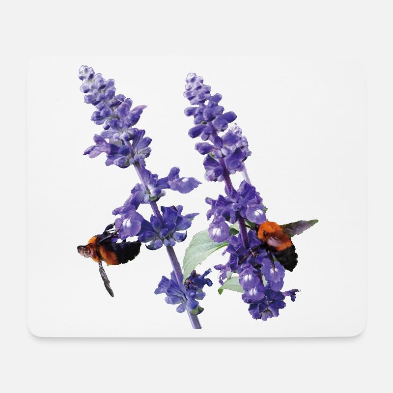 Vibrant_Salvia_Farinacea_-_Bumblebees - Mousepad (Querformat) - Weiß