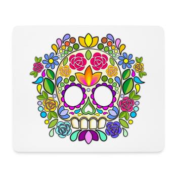 Calavera florale de crâne de sucre Jour des morts - Tapis de souris (format paysage) - blanc - Devant