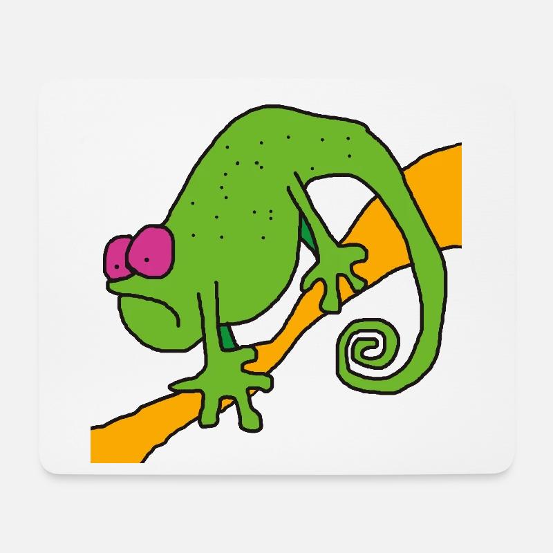 Chamaeleon am Ast – bunte Pop-Illustration - Mousepad (Querformat) - Weiß