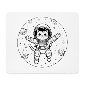 Katzen-Astronaut im Weltraum - Mousepad (Querformat) - Weiß - Vorne