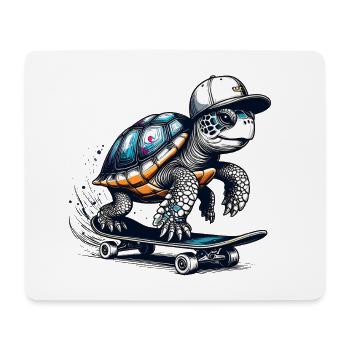 Techno Skater Schildkröte - Mousepad (Querformat) - Weiß - Vorne