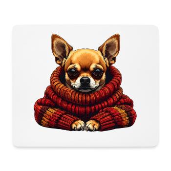 Câlin d’hiver Chihuahua avec écharpe - Tapis de souris (format paysage) - blanc - Devant