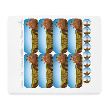 Schulaufkleber Set - Erdmännchen - 16 DIY Sticker. - Mousepad (Querformat) - Weiß - Vorne