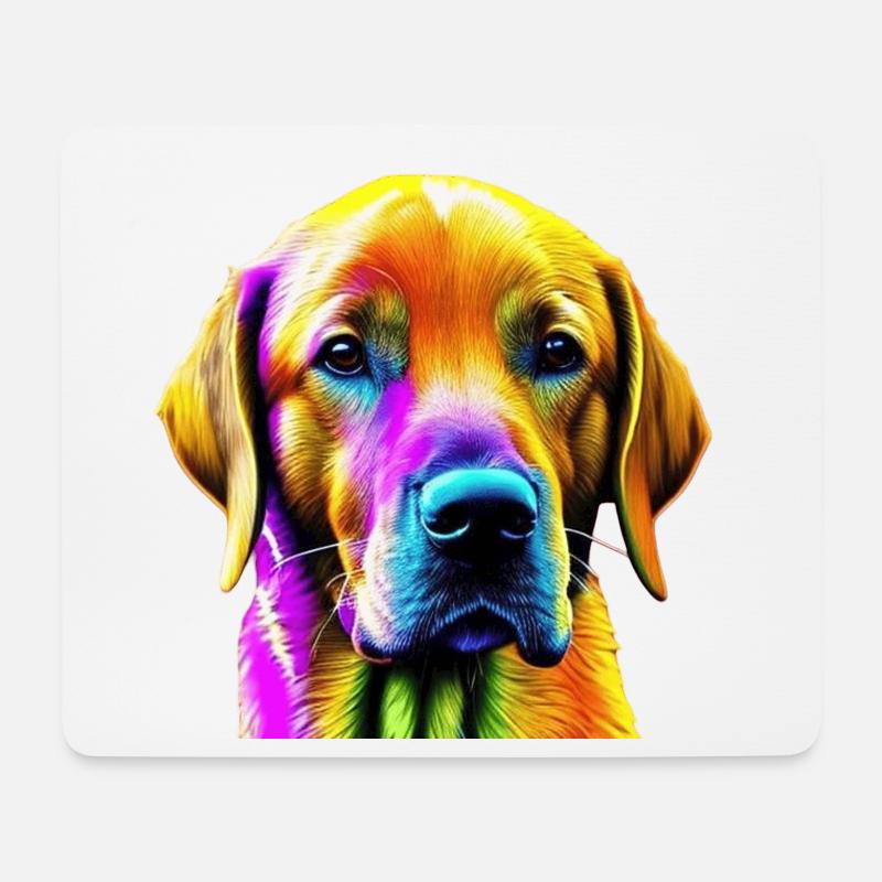 Psychedelisches Regenbogen-Labrador Retriever-Porträt - Mousepad (Querformat) - Weiß