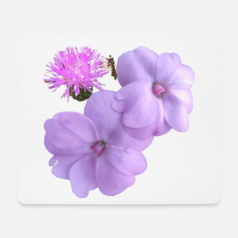 Moody_Purple_Floral_Wall_Art_Dark_Botanical_Pri - Mousepad (Querformat) - Weiß