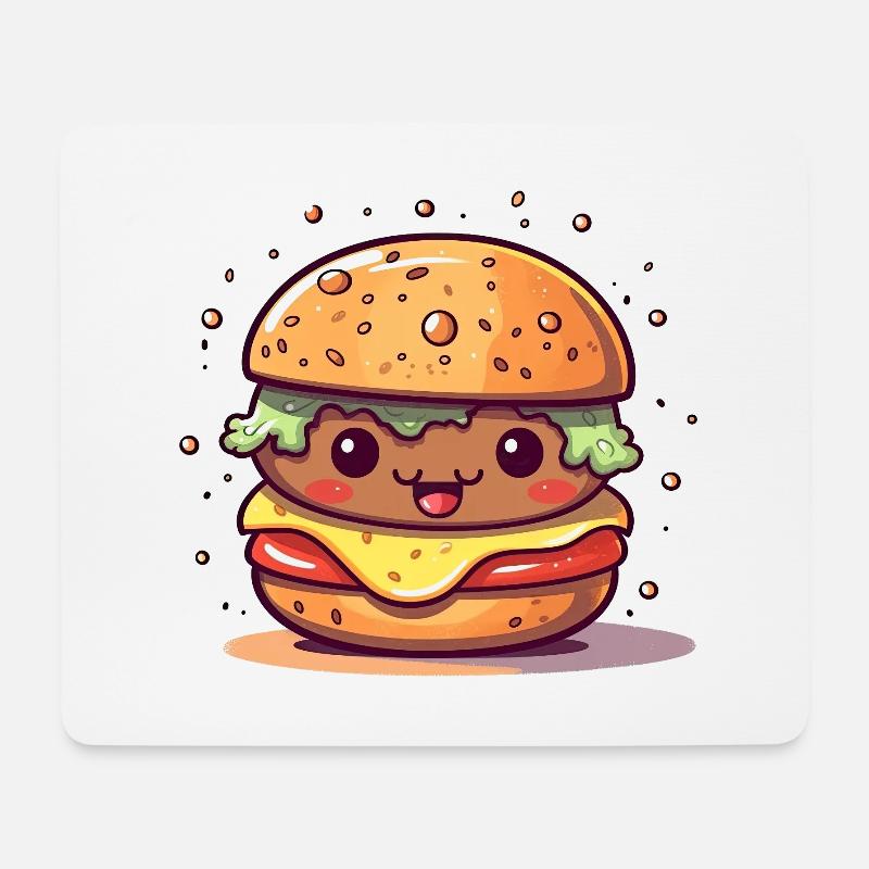Kawaii Burger Glücksbringer - Mousepad (Querformat) - Weiß