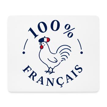Coq 100% Français avec béret drapeau - Tapis de souris (format paysage) - blanc - Devant