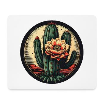 Fleur de cactus dans un cadre vintage - Tapis de souris (format paysage) - blanc - Devant
