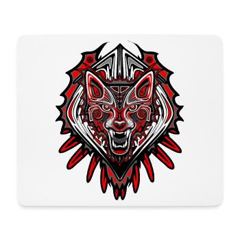 Conception du totem tribal du loup haïda - Tapis de souris (format paysage) - blanc - Devant