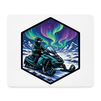 Snowmobiling under the Northern Lights in the mountains - Mouse Pad (horizontal) - white - Front