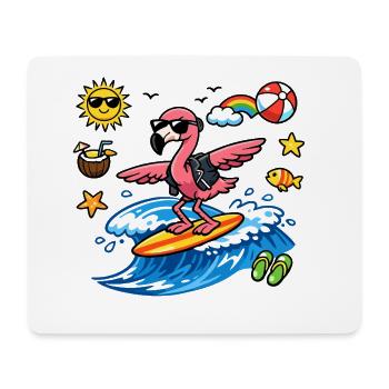 Surfer flamingo on wave - Mouse Pad (horizontal) - white - Front