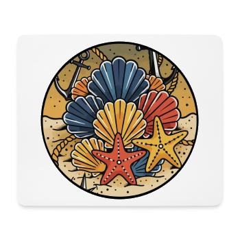 Seashells Starfish Beach Marine Badge - Mouse Pad (horizontal) - white - Front