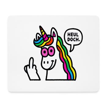 Regenbogen Unicorn Mittelfinger - Mousepad (Querformat) - Weiß - Vorne