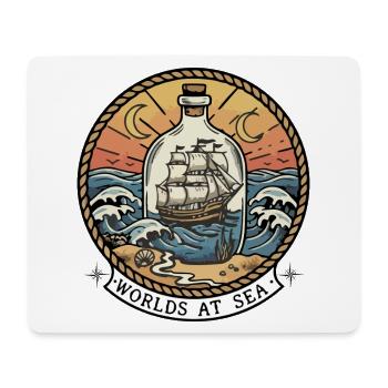 Worlds At Sea Retro-Badge-Flaschenboot - Mousepad (Querformat) - Weiß - Vorne