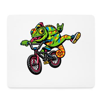 Gecko auf BMX: bunte Fahrt - Mousepad (Querformat) - Weiß - Vorne