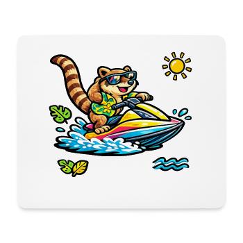 Coati on jet ski in tropical style - Mouse Pad (horizontal) - white - Front