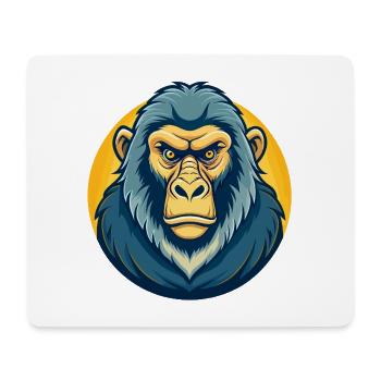 Pavian-Kawaii-Maskottchen Cartoon-Clipart-Logo-Abzeichen - Mousepad (Querformat) - Weiß - Vorne