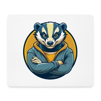 Badger Kawaii Mascotte Cartoon Clipart Logo Badge - Tapis de souris (format paysage) - blanc - Devant