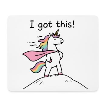 Heroic unicorn with rainbow cape - Mouse Pad (horizontal) - white - Front