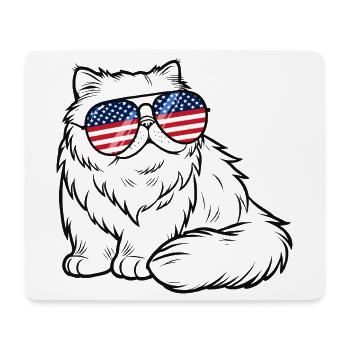 Sonnenbrille Mit Usa-flagge, Katze, Amerikanisch, - Mousepad (Querformat) - Weiß - Vorne