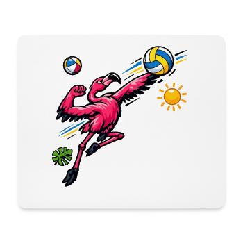 Flamingo beim Volleyball im Sonnenlicht - Mousepad (Querformat) - Weiß - Vorne