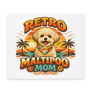 Maman rétro Maltipoo : Sunset Design des années 70 - Tapis de souris (format paysage) - blanc - Devant